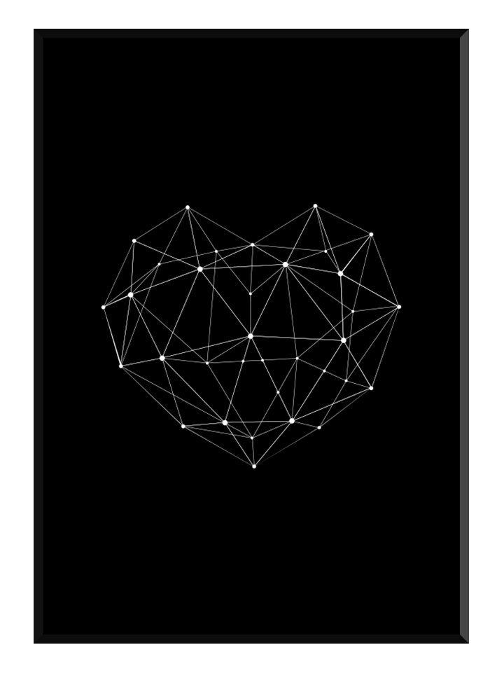 Geo Heart Black Poster